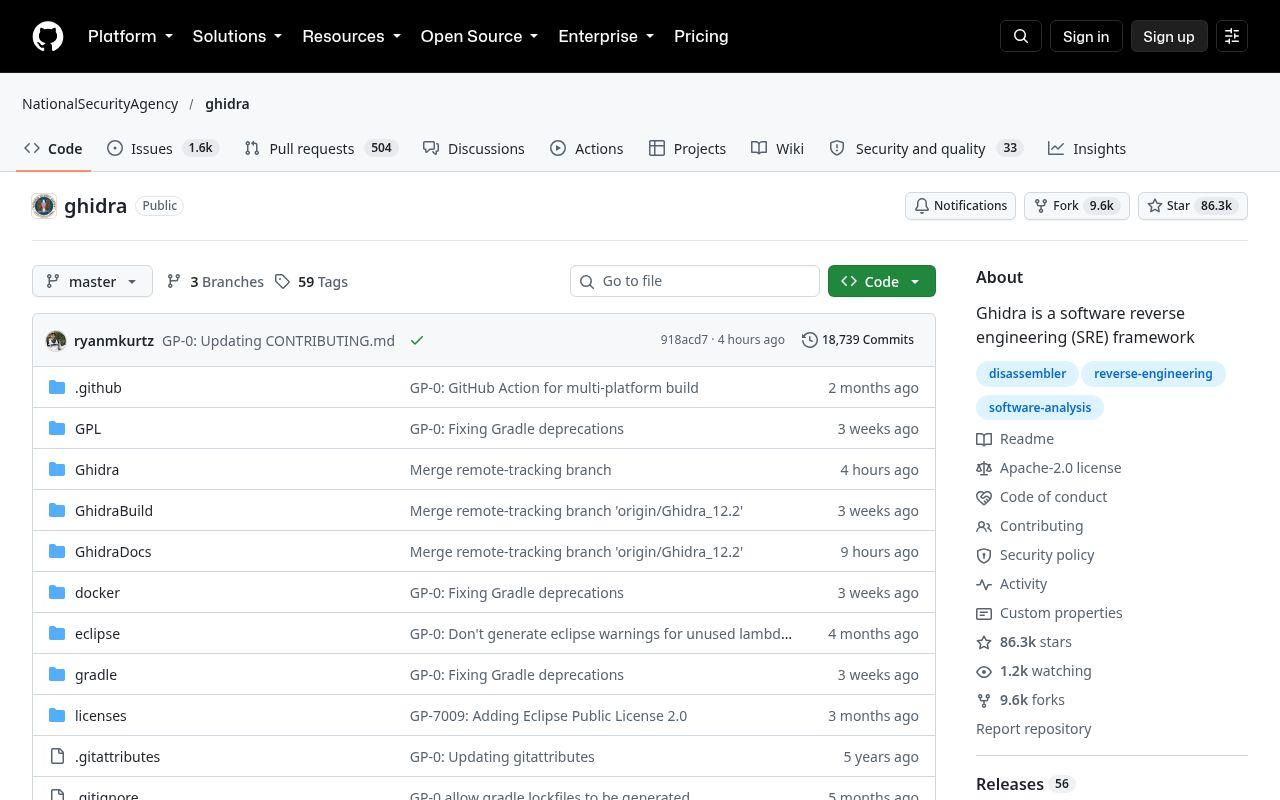 GitHub: NationalSecurityAgency/ghidra